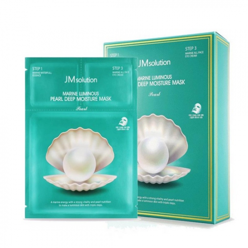 Mặt Nạ Trắng Da Ngọc Trai Có Serum Giảm Thâm Vùng Mắt Jm Solution Marine Luminous Pearl Deep Moisture Mask