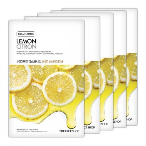 (SET10 PCS) Mặt Nạ Chanh Ngăn Ngừa Mụn The Face Shop Real Nature Lemon Mask Sheet