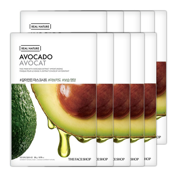 (SET 10PCS) Mặt Nạ Giấy Phục Hồi Ẩm Tối Ưu THE FACE SHOP REAL NATURE AVOCADO FACE MASK
