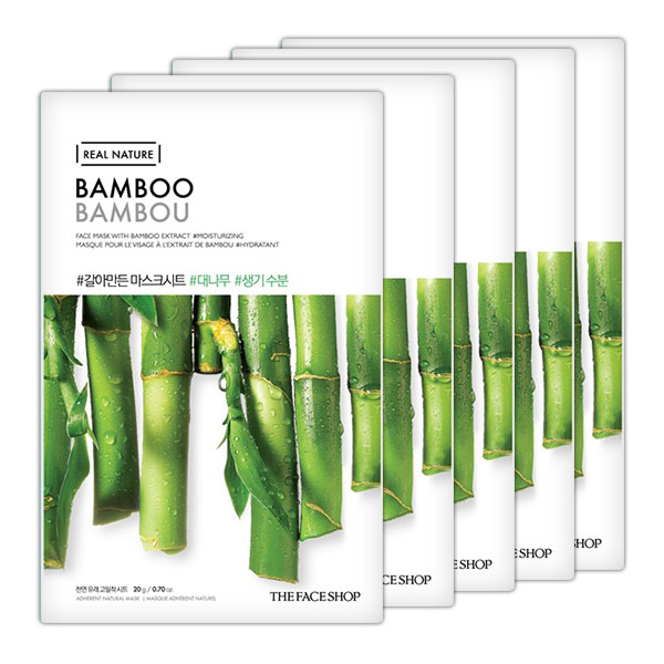 (SET 5 PCS) Mặt Nạ TTre Non Cung Cấp Nước The Face Shop REAL NATURE MASK SHEET BAMBOO