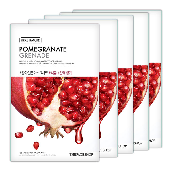 (SET 5 PCS) THE FACE SHOP REAL NATURE POMEGRANATE FACE MASK