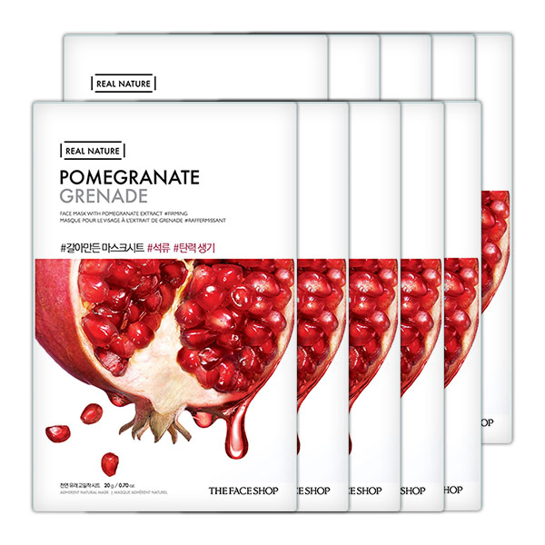 (SET 10 PCS) THE FACE SHOP REAL NATURE POMEGRANATE FACE MASK
