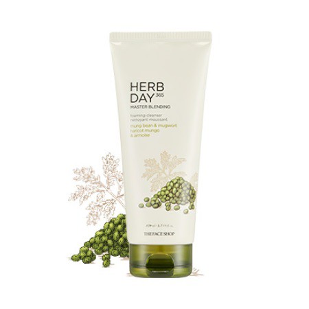 Sữa Rửa Mặt Đậu Xanh & Ngải Cứu Herb Day 365 Master Blending Foaming Cleanser 170ml